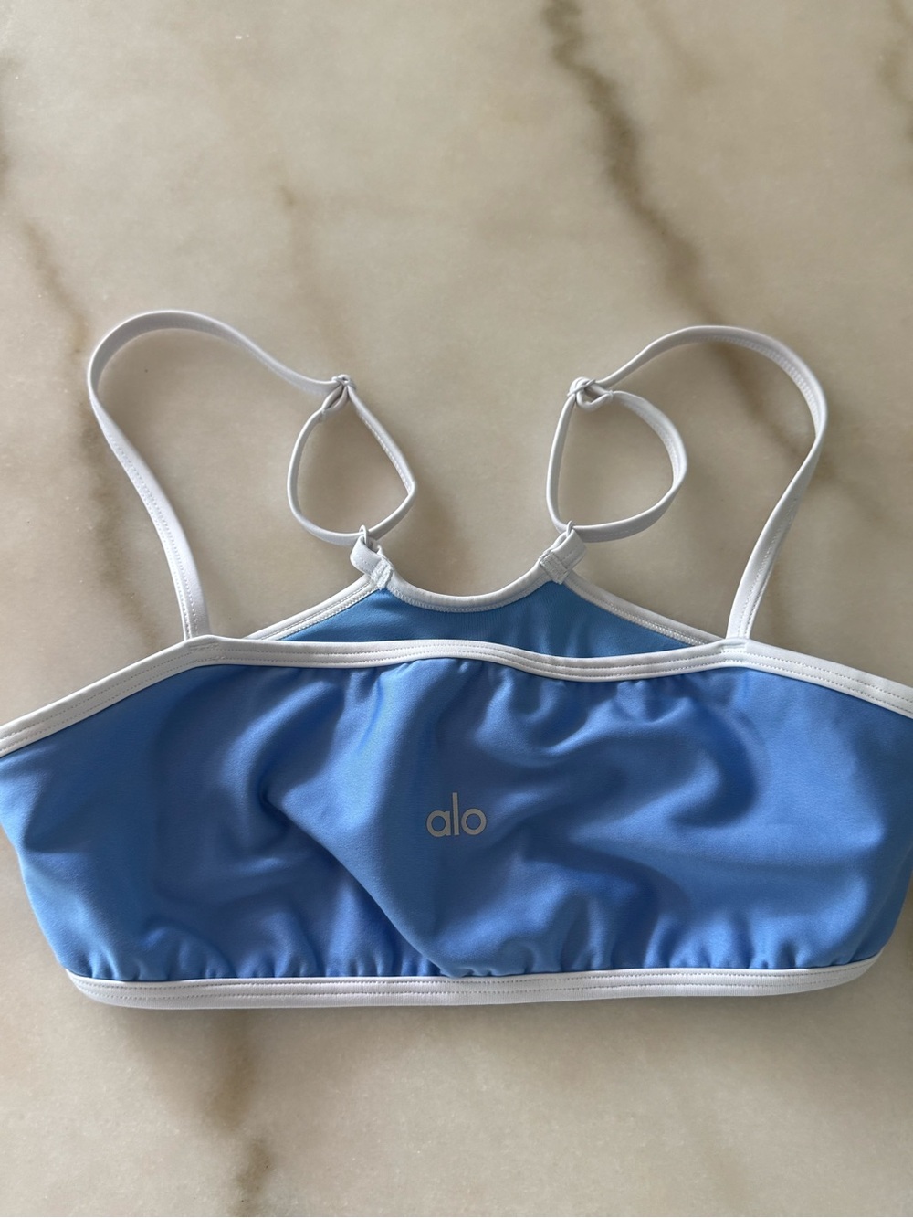 ALO Yoga Blue and White Strappy Sports Bralette